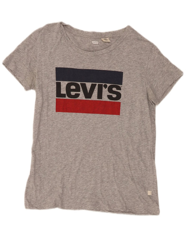 Camiseta feminina gráfica Levi's UK 10 pequena cinza manchada