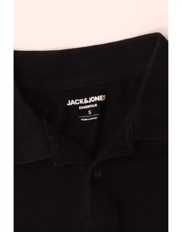 Camisa polo masculina Jack & Jones pequena de algodão preto