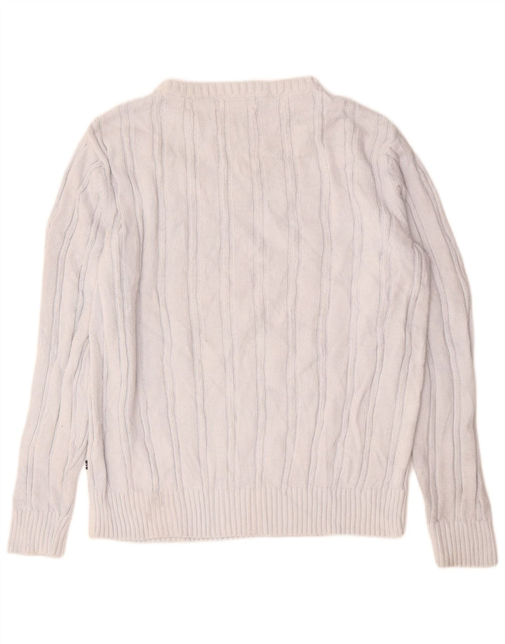 Suéter masculino Nautica com gola canoa, algodão branco médio