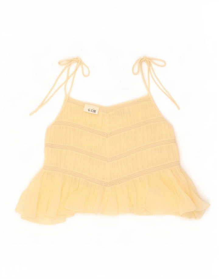 Zara Womens Cami Top UK 12 Algodão Bege Médio