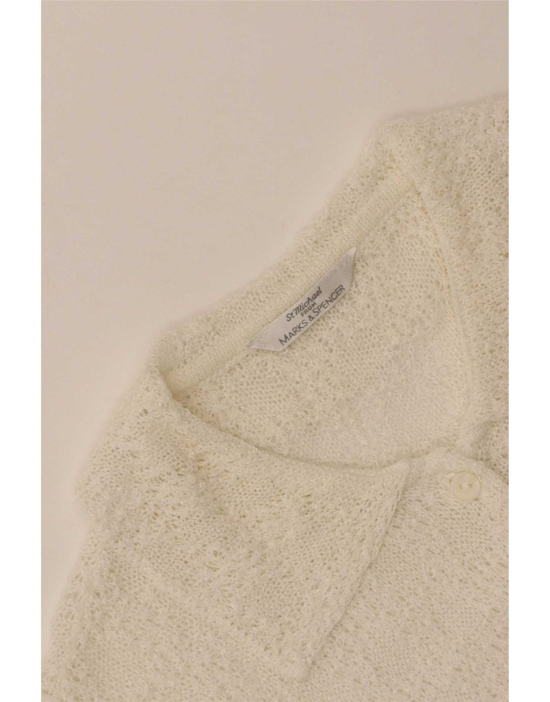 Blusa feminina de manga curta Marks & Spencer UK 12 médio off white