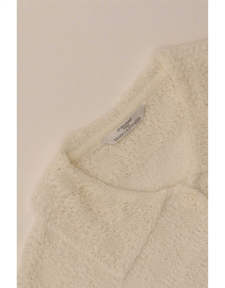 Blusa feminina de manga curta Marks & Spencer UK 12 médio off white