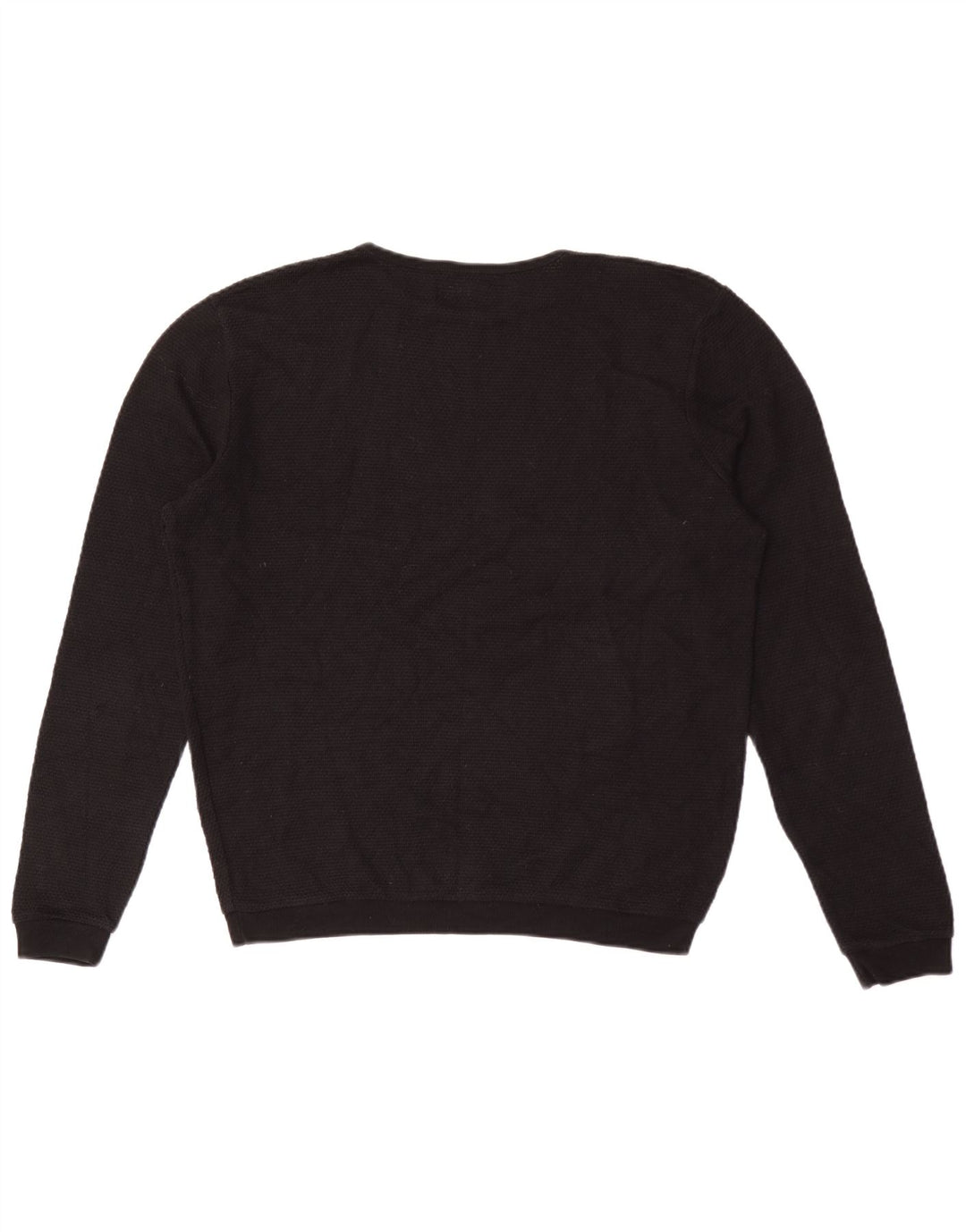 Zara Suéter masculino com gola redonda, algodão preto médio