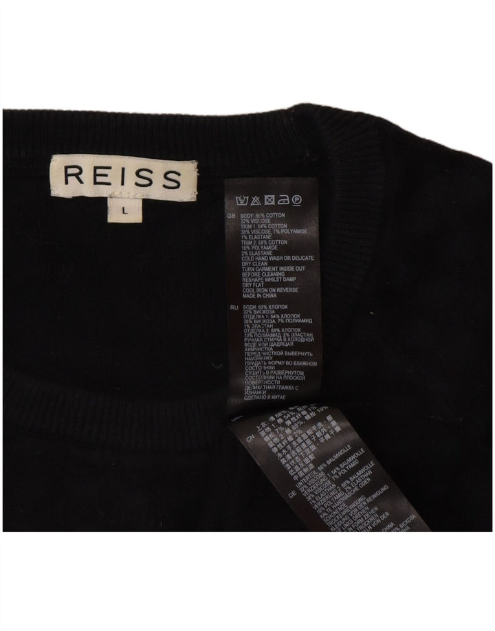 Suéter masculino Reiss com gola redonda, grande algodão preto