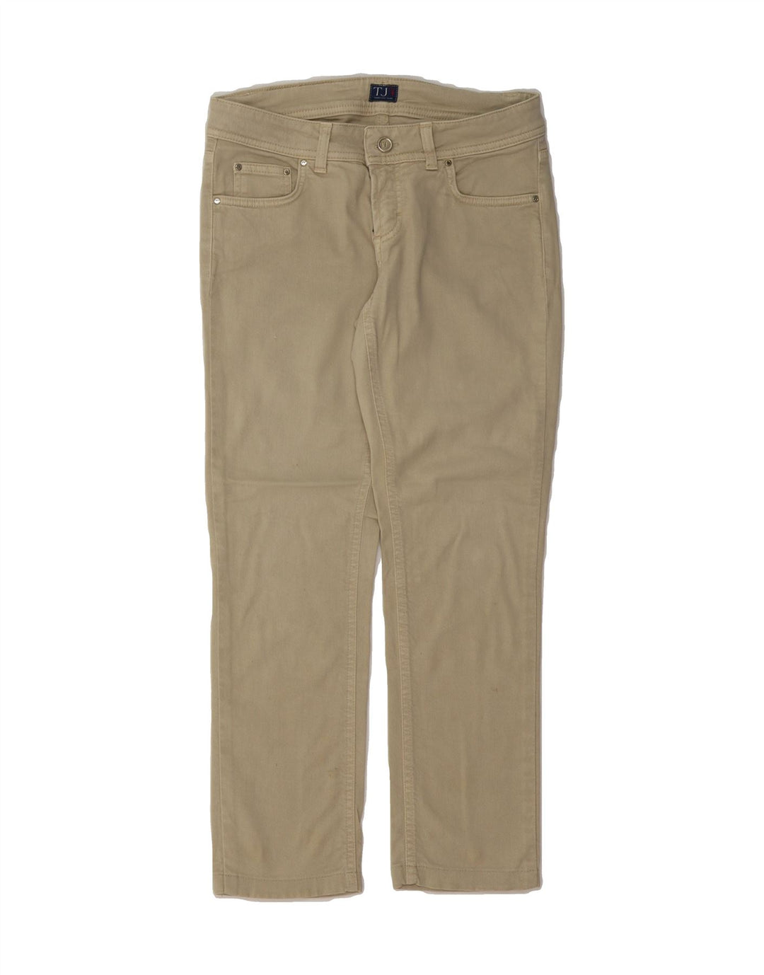 TRUSSARDI Womens Straight Casual Trousers W26 L26 Beige Cotton Vintage Trussardi and Second-Hand Trussardi from Messina Hembry 