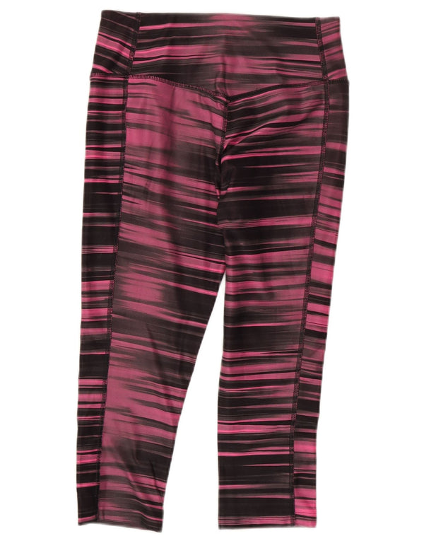 Nike Womens Dri Fit Capri Leggings UK 8/10 Pequeno Rosa Listrado Poliéster