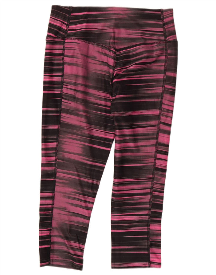 Nike Womens Dri Fit Capri Leggings UK 8/10 Pequeno Rosa Listrado Poliéster