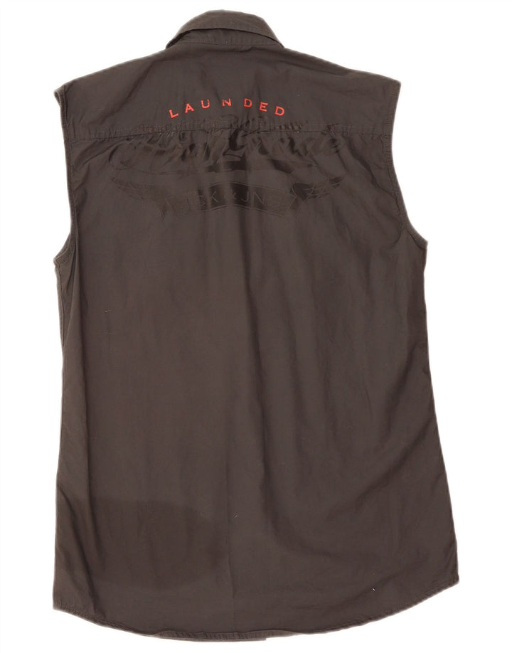 Camisa masculina gráfica sem mangas Jack & Jones algodão cinza médio