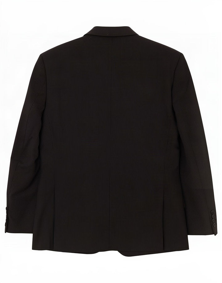 Jaqueta blazer masculina de 2 botões Marks & Spencer UK 38 risca de giz preta média