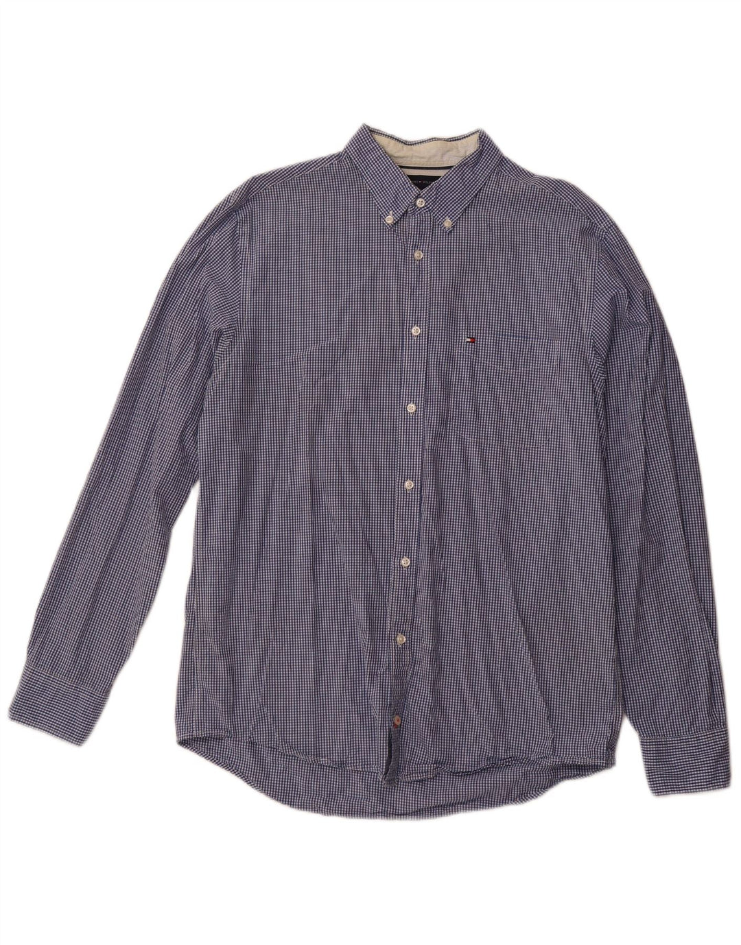 Camisa masculina TOMMY HILFIGER regular fit grande algodão guingão azul