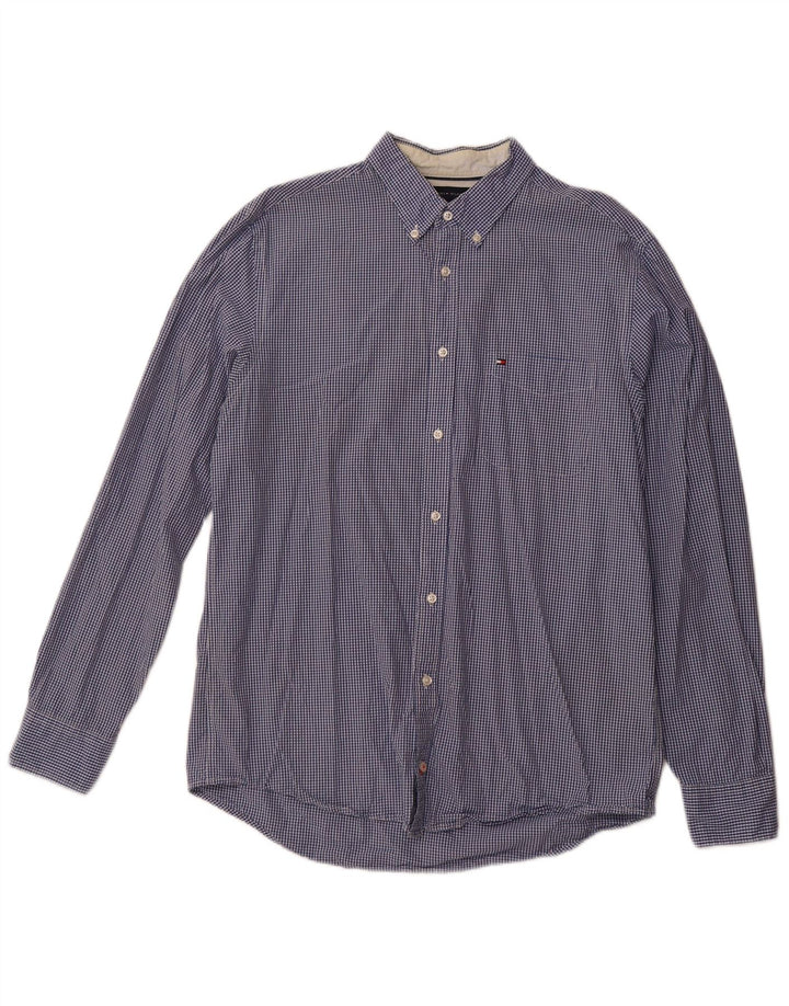 Camisa masculina TOMMY HILFIGER regular fit grande algodão guingão azul