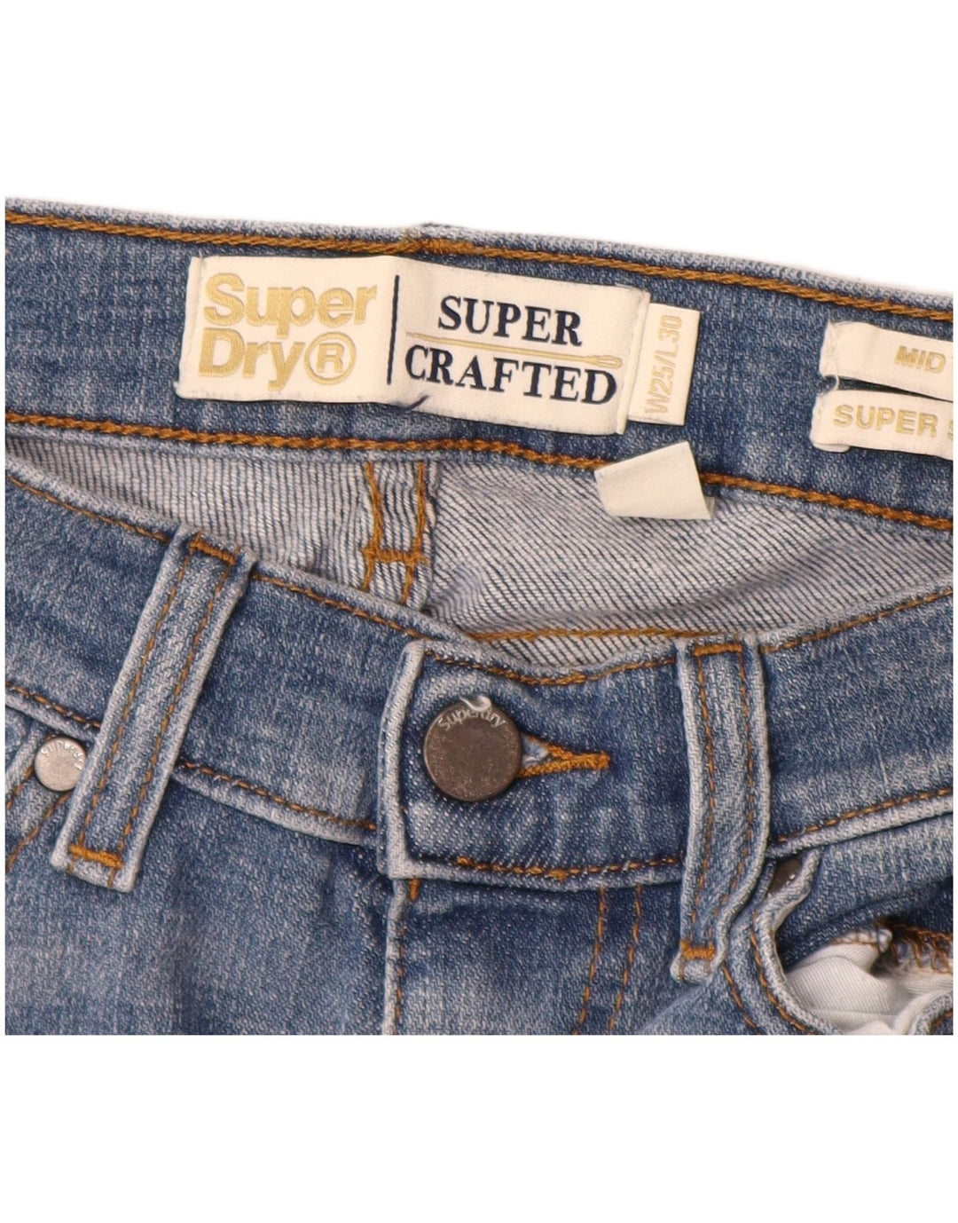 Jeans super skinny feminino SUPERDRY cintura média W25 L28 algodão azul