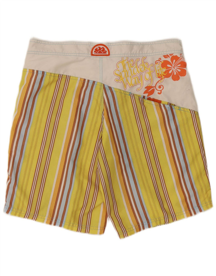 Shorts de natação masculino Sundek com listras amarelas médias
