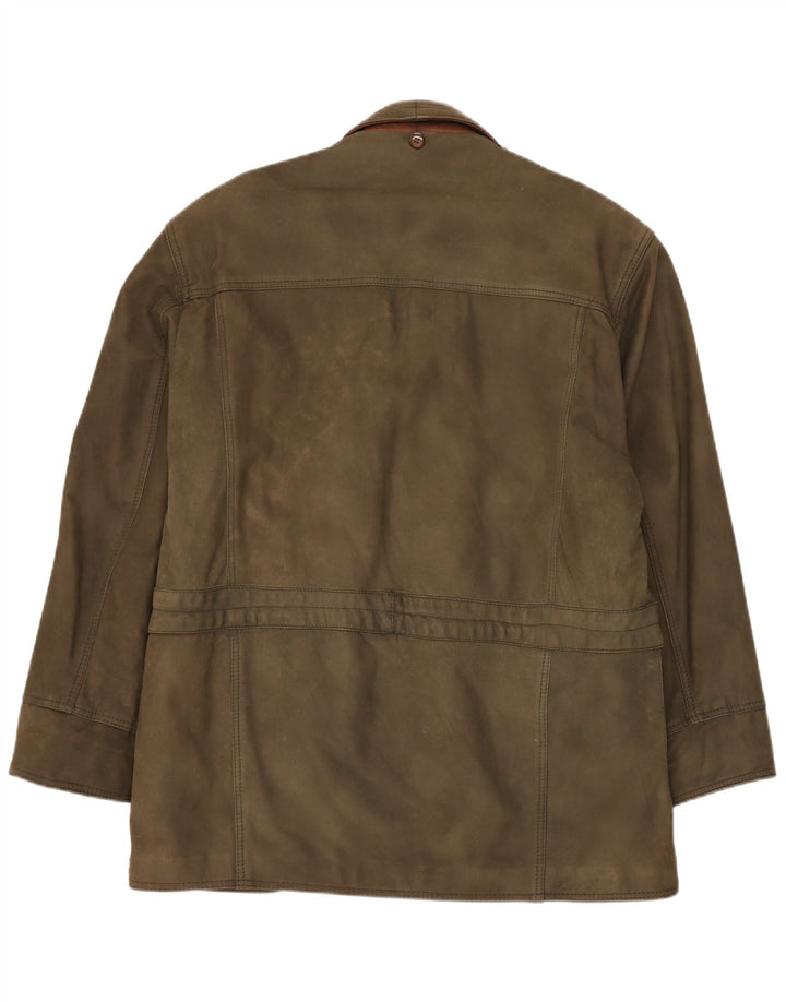 Jaqueta de couro masculina vintage UK 42 XL couro cáqui