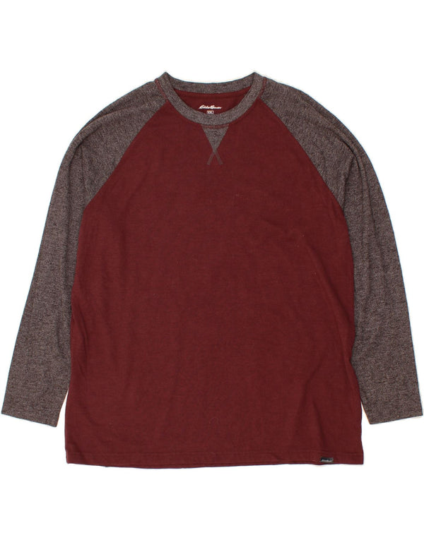 EDDIE BAUER Top masculino de manga comprida 2XL marrom colorido em algodão