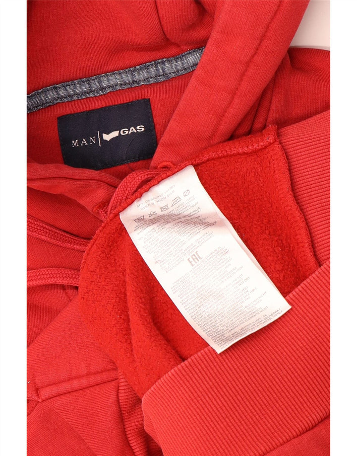 GAS moletom com capuz gráfico masculino médio algodão vermelho