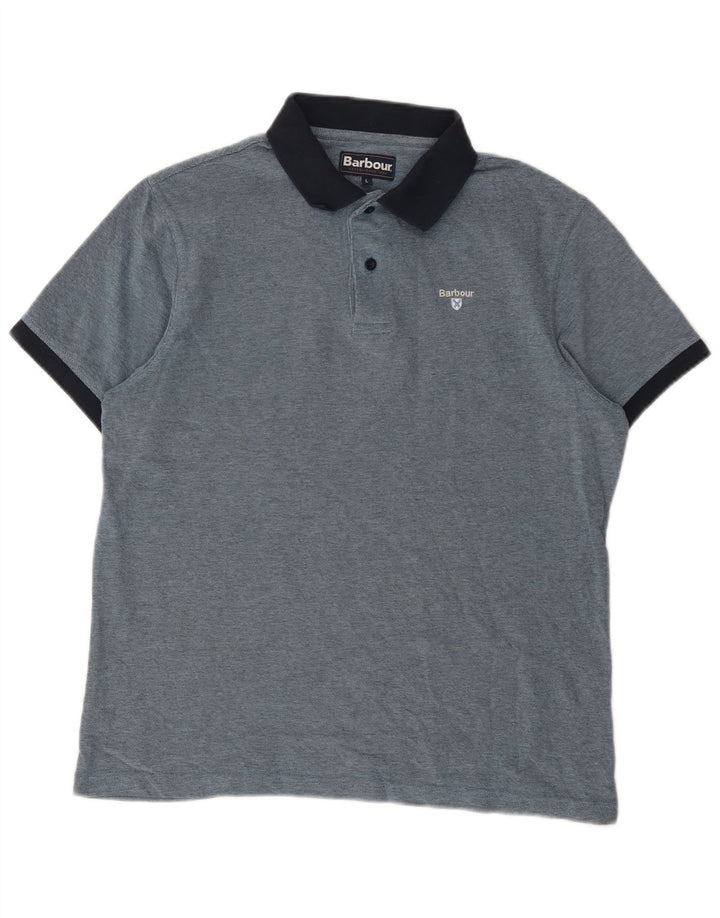 Camisa polo masculina Barbour grande algodão colorblock azul marinho