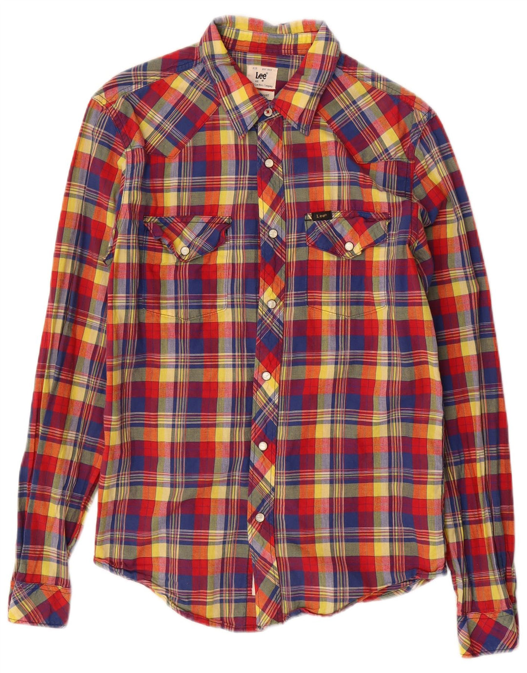 Camisa masculina ocidental Lee médio algodão xadrez vermelho