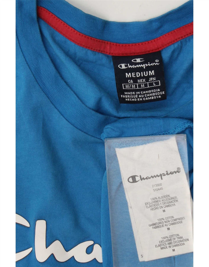 Camiseta masculina estampada Champion algodão azul médio