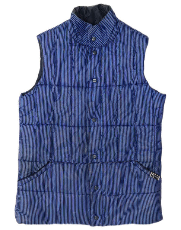 Colete masculino acolchoado Puffa UK 40 nylon listrado azul grande