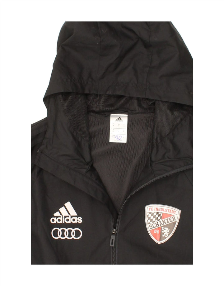 ADIDAS Mens Graphic Hooded Rain Jacket UK 38 Médio Preto Colourblock