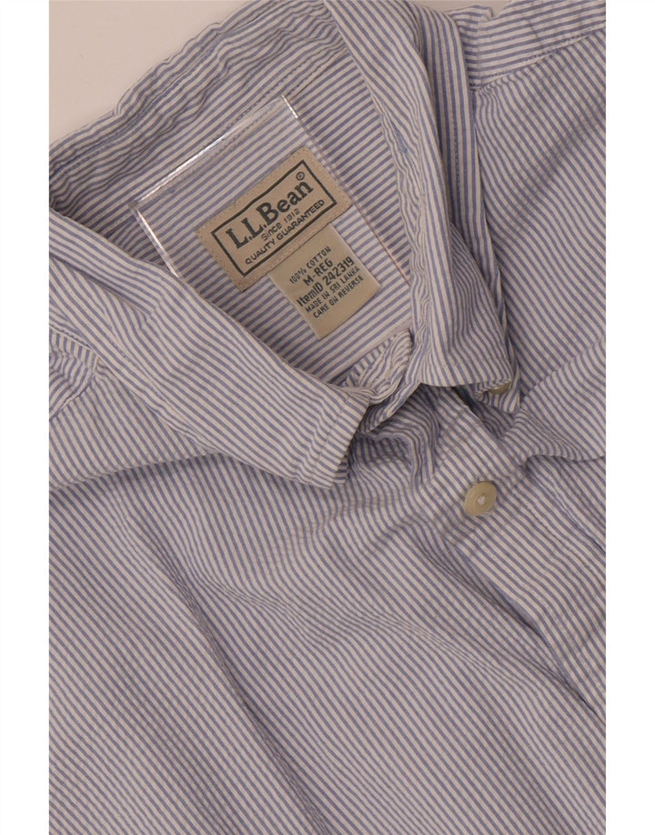 Camisa masculina de manga curta L.L.Bean de algodão listrado azul médio