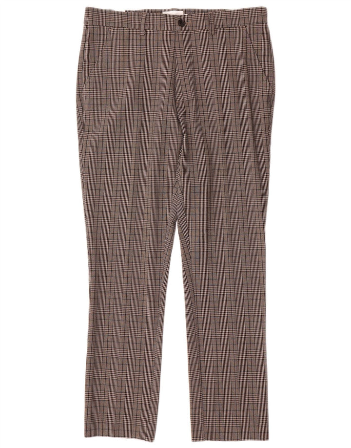 Farah Mens Slim Chino Calças W32 L30 Poliéster Xadrez Cinza