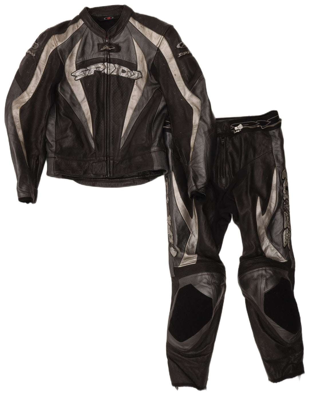 Spidi masculino motocicleta gráfico conjunto de 2 peças tamanho 48 couro preto médio