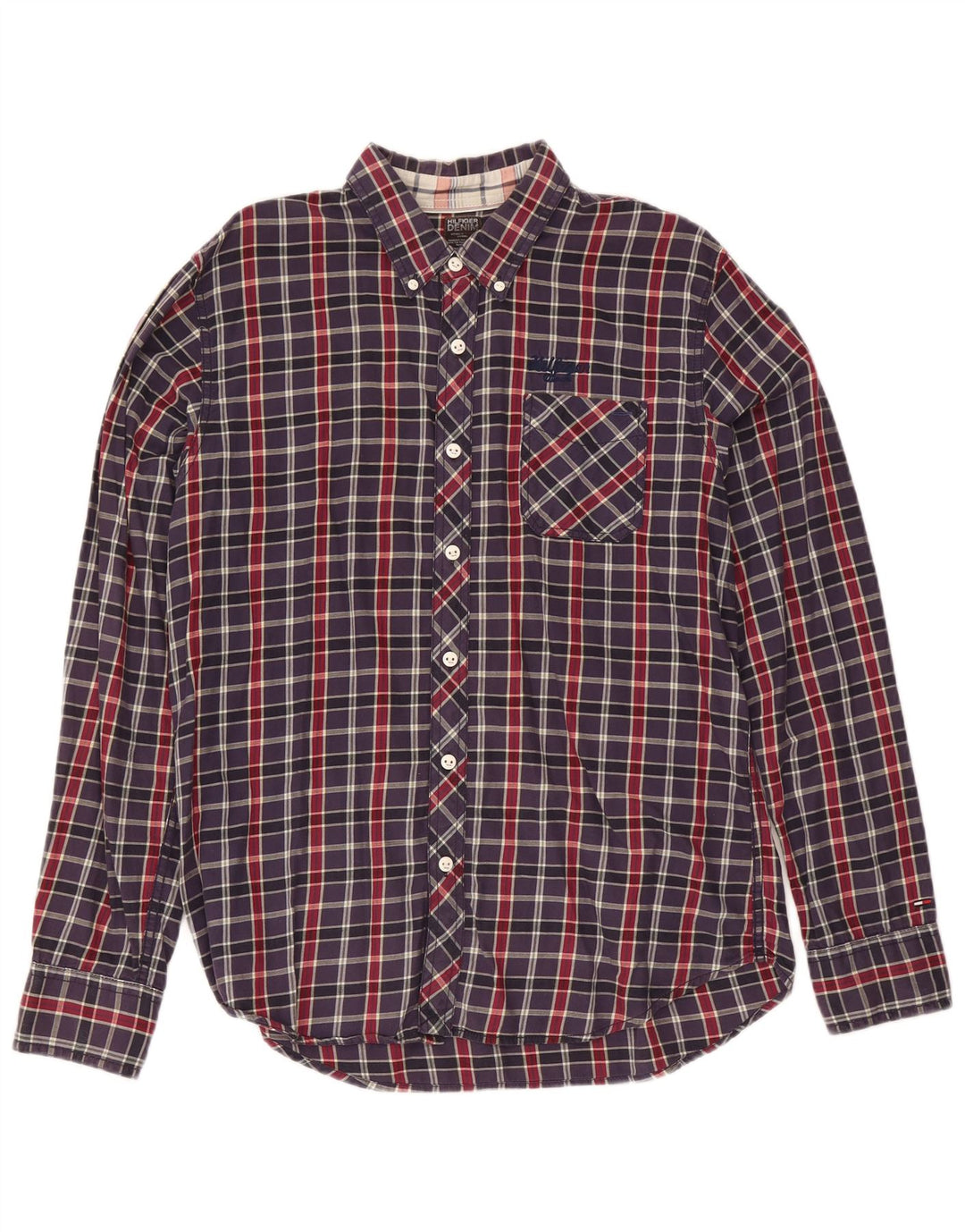 Camisa masculina Tommy Hilfiger XL azul marinho xadrez algodão