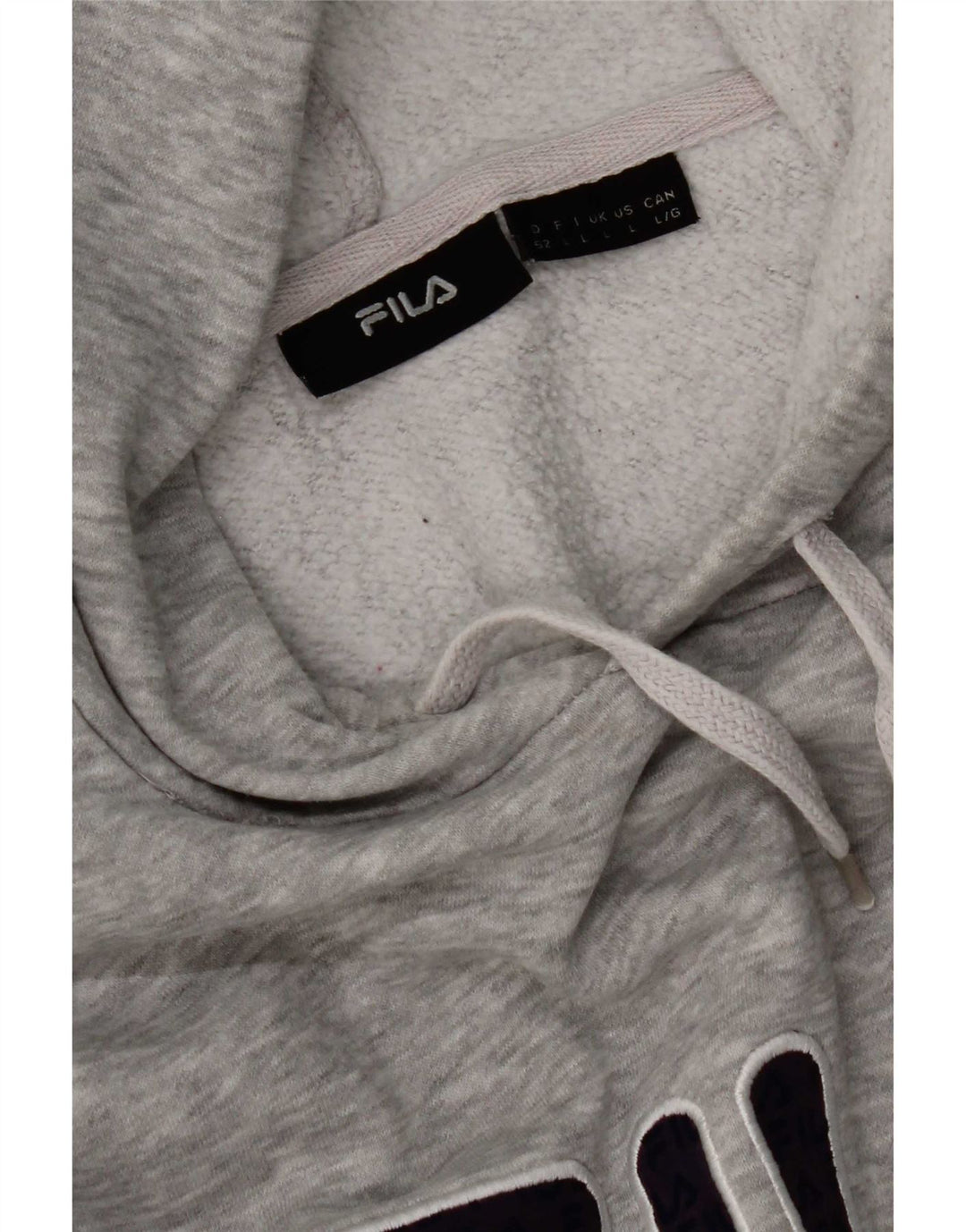Suéter com capuz gráfico masculino Fila grande cinza manchado