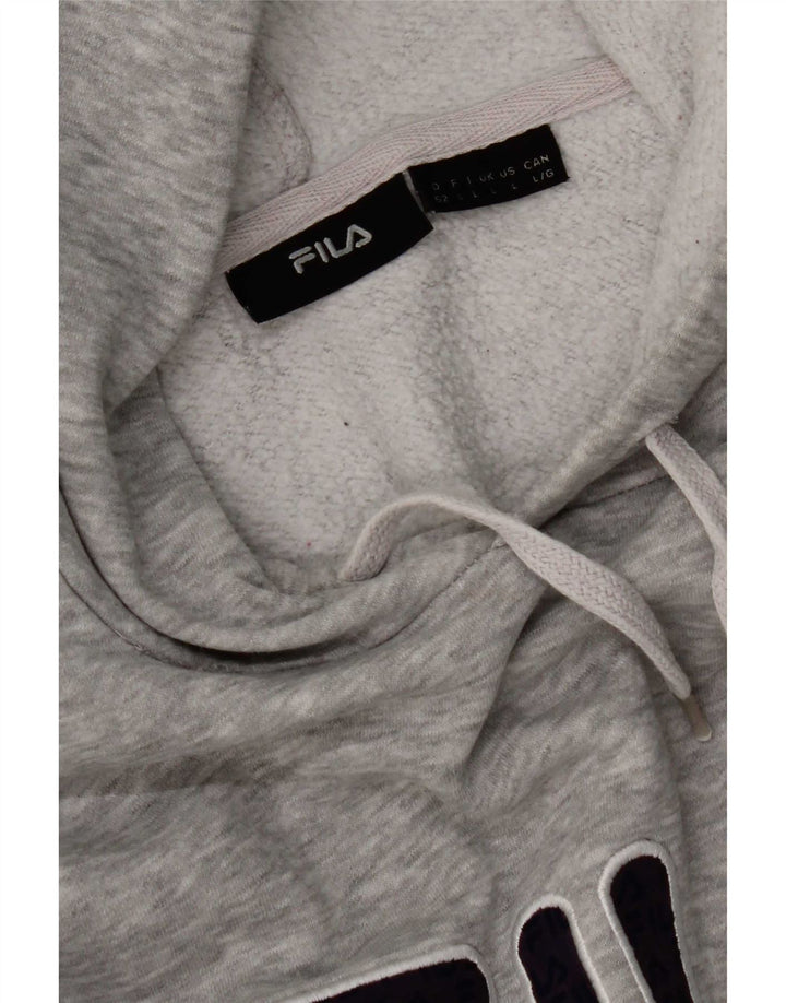 Suéter com capuz gráfico masculino Fila grande cinza manchado