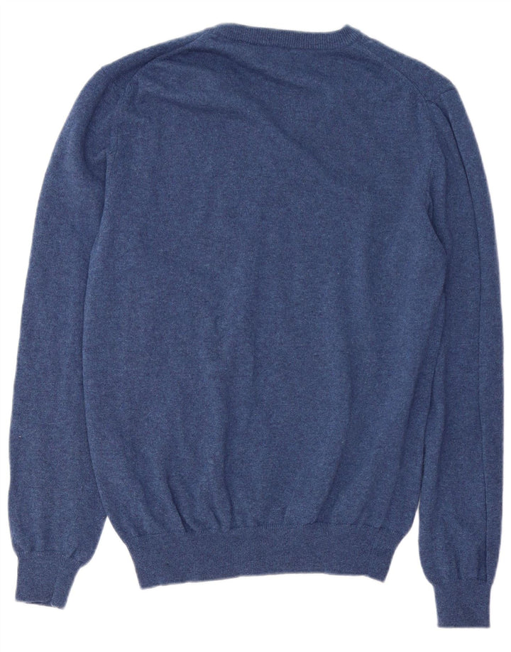 Suéter masculino Gant com decote em V grande lã azul marinho