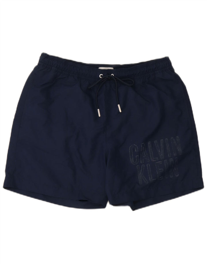 Calções de banho masculinos Calvin Klein Graphic azul marinho médio poliéster