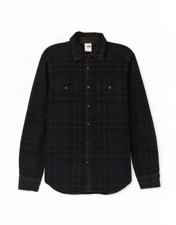 Camisa masculina de flanela The North Face, algodão xadrez médio azul marinho