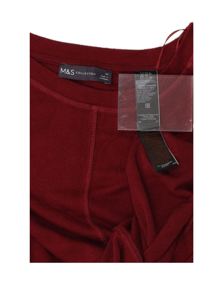MARKS & SPENCER Womens Oversized T-Shirt Top UK 6 XS Burgundy Viscose Vintage Marks & Spencer and Second-Hand Marks & Spencer from Messina Hembry 