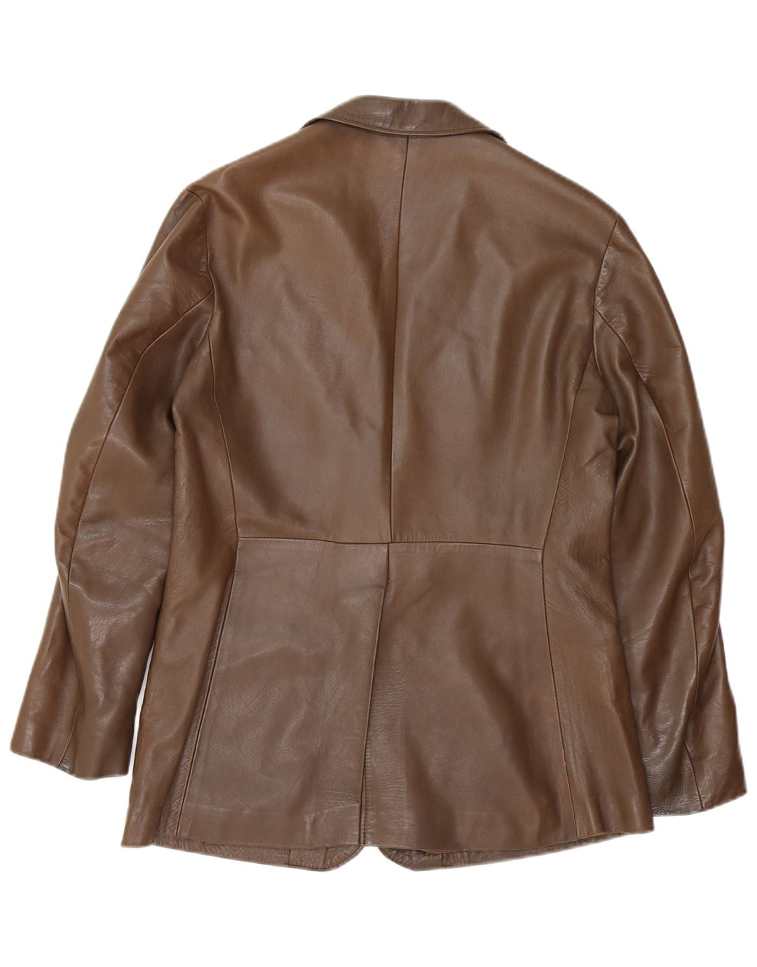 Jaqueta blazer masculina vintage de couro com 2 botões Reino Unido 38 marrom médio