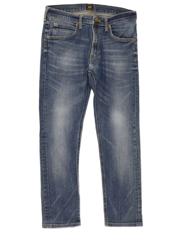 Lee Womens Luke Slim Jeans W32 L28 Azul Algodão