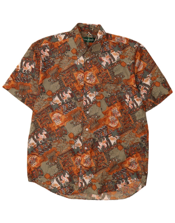 Camisa masculina vintage com padrão abstrato tamanho 39 médio multicolorido