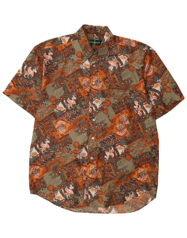 Camisa masculina vintage com padrão abstrato tamanho 39 médio multicolorido
