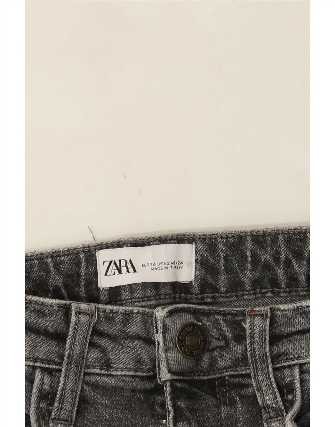 Calça jeans reta feminina Zara EU 34 2XS W24 L27 cinza