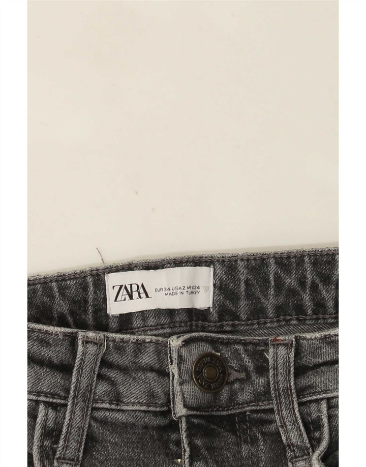 Calça jeans reta feminina Zara EU 34 2XS W24 L27 cinza