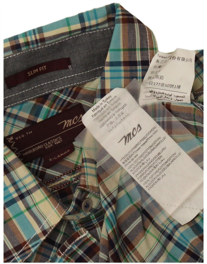 Camisa masculina Marlboro Classics Slim Fit de manga curta XL xadrez multicolorida