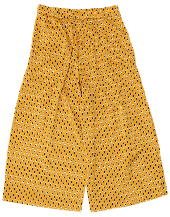 Calça capri feminina Zara XS W24 L21 poliéster manchado amarelo
