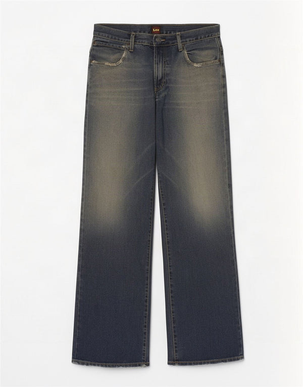 Lee Mens Distressed Acid Wash Loose Jeans W30 L32 Algodão Azul