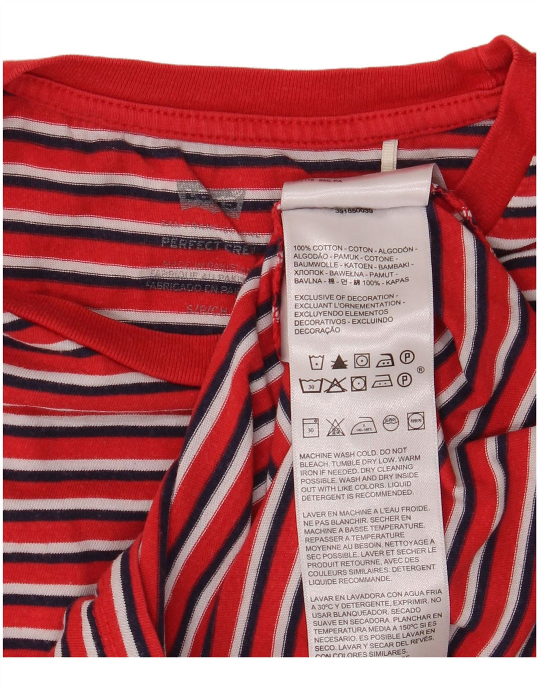 Camiseta masculina LEVI'S top pequeno algodão listrado vermelho