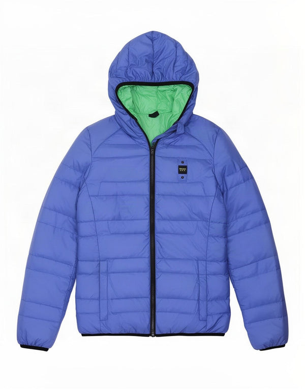Jaqueta acolchoada com capuz feminina Blauer UK 10 pequena poliamida azul