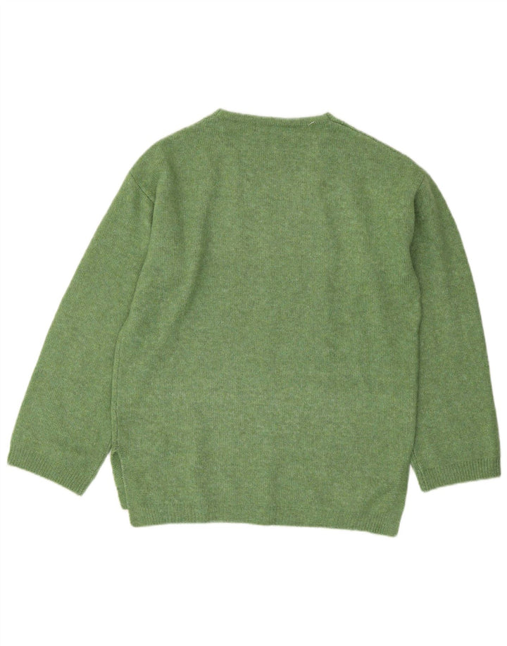 Suéter feminino Marks & Spencer grande com decote em V Reino Unido 10 pequeno verde
