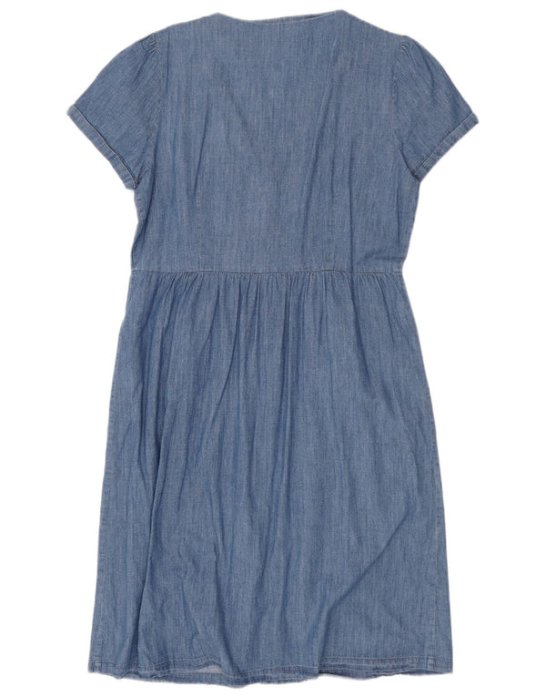 Vestido camisa jeans feminino Oasis Reino Unido 16 grande algodão azul