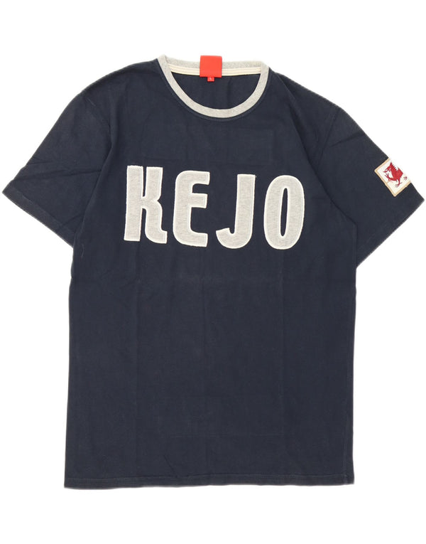 Camiseta gráfica masculina Kejo Top grande algodão azul marinho