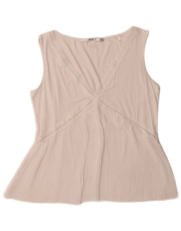 Blusa feminina sem mangas Guess UK 12 médio branco
